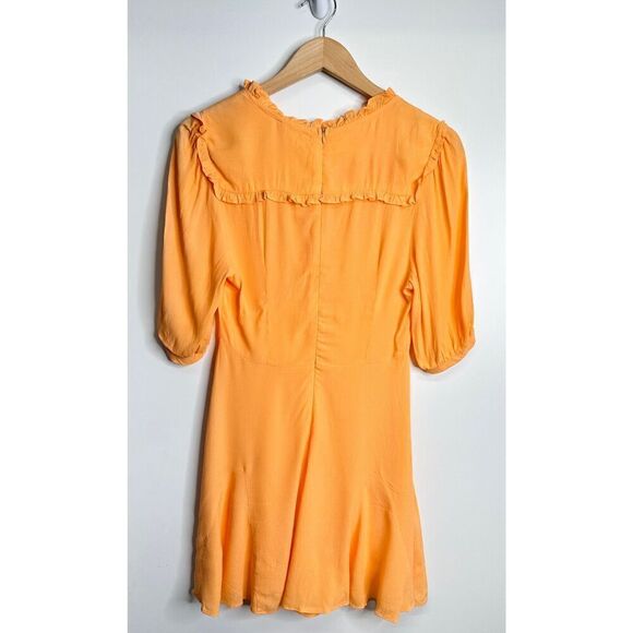 Olivaceous Romper Size Medium Womens Orange V Neck Tie Front 2/4 Sleeve - Picture 4 of 6
